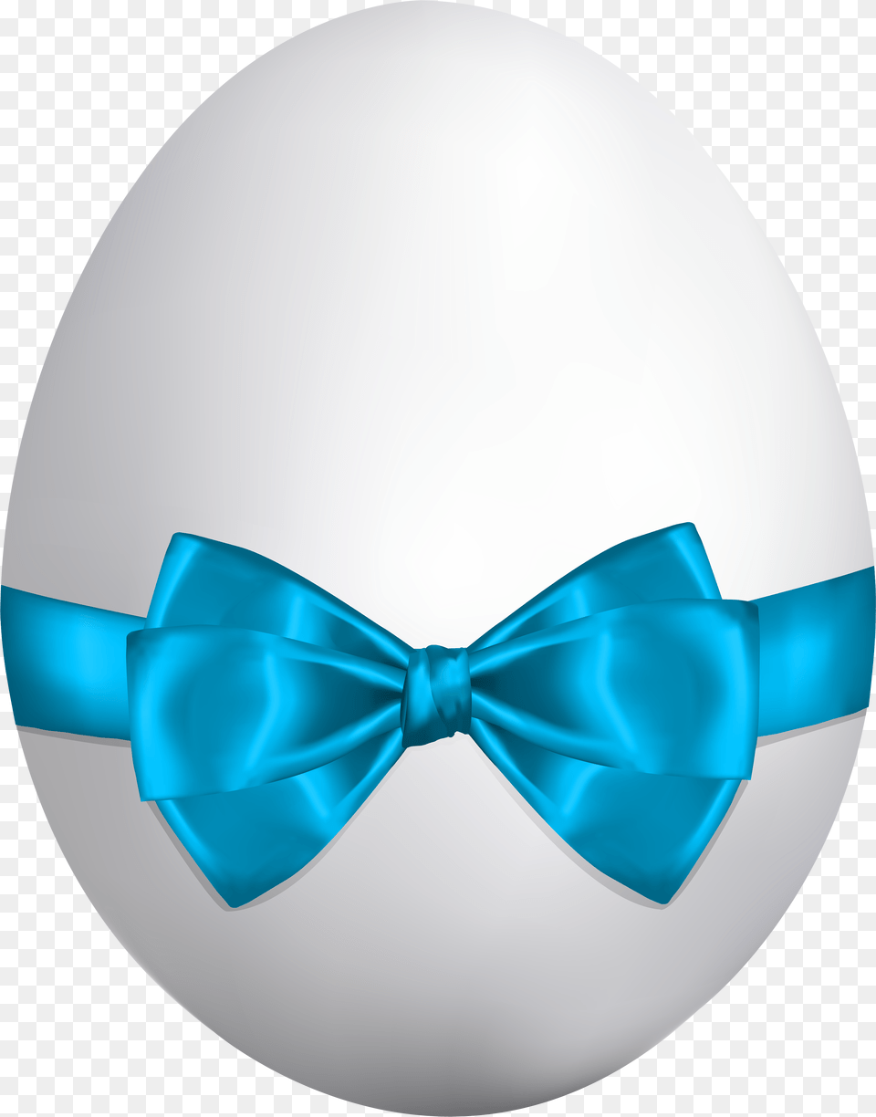 White Easter Egg With Blue Bow Clip Art Image Easter Egg Blue And White, Accessories, Formal Wear, Tie, Bow Tie Free Png