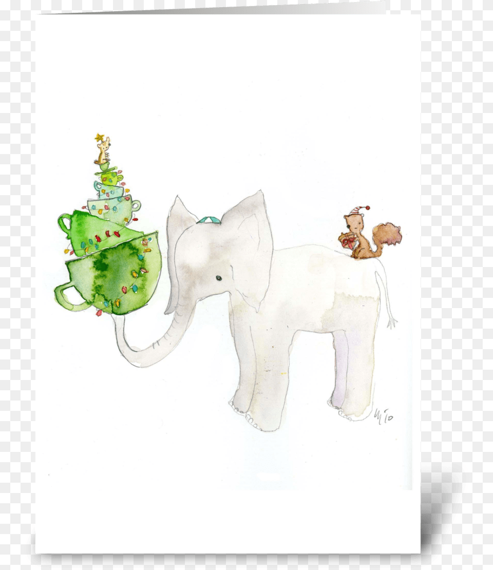 White Elephant Holiday Card Cartoon, Animal, Mammal, Wildlife, Art Free Png Download