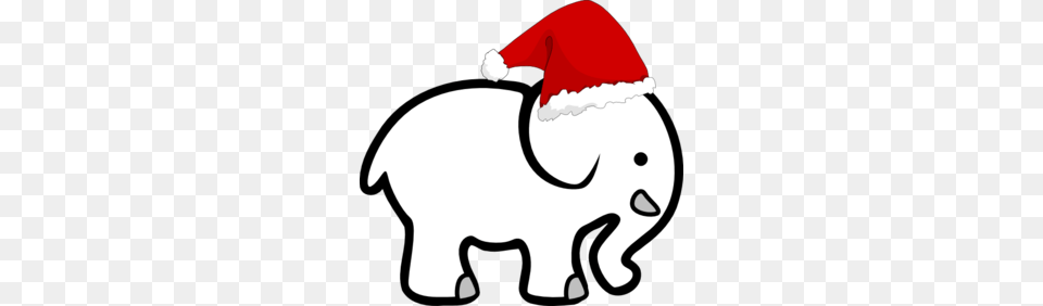 White Elephant With Santa Hat Clip Art, Animal, Mammal, Wildlife, Nature Png