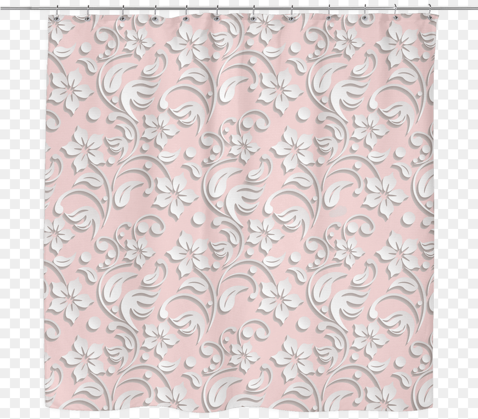 White Embossed Floral Print Shower Curtain 70 X, Home Decor, Linen, Pattern, Blackboard Free Png Download