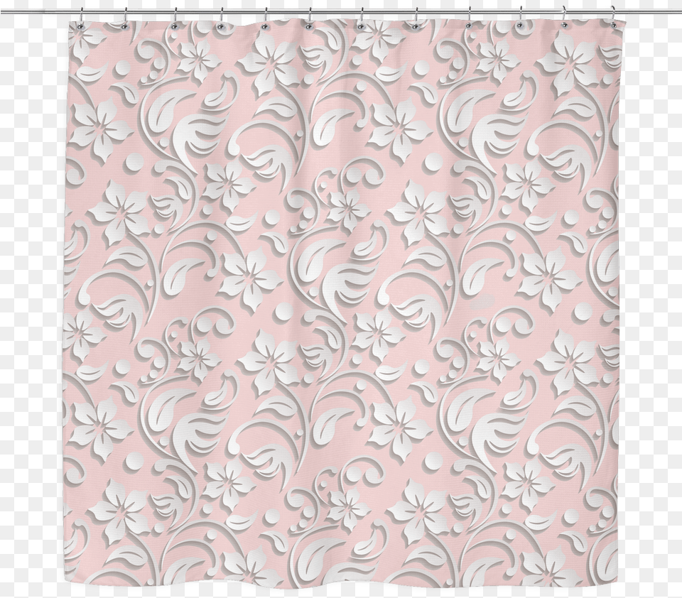 White Embossed Floral Print Shower Curtain 70 X 70 Park Gell, Home Decor, Linen, Pattern, Blackboard Free Png Download