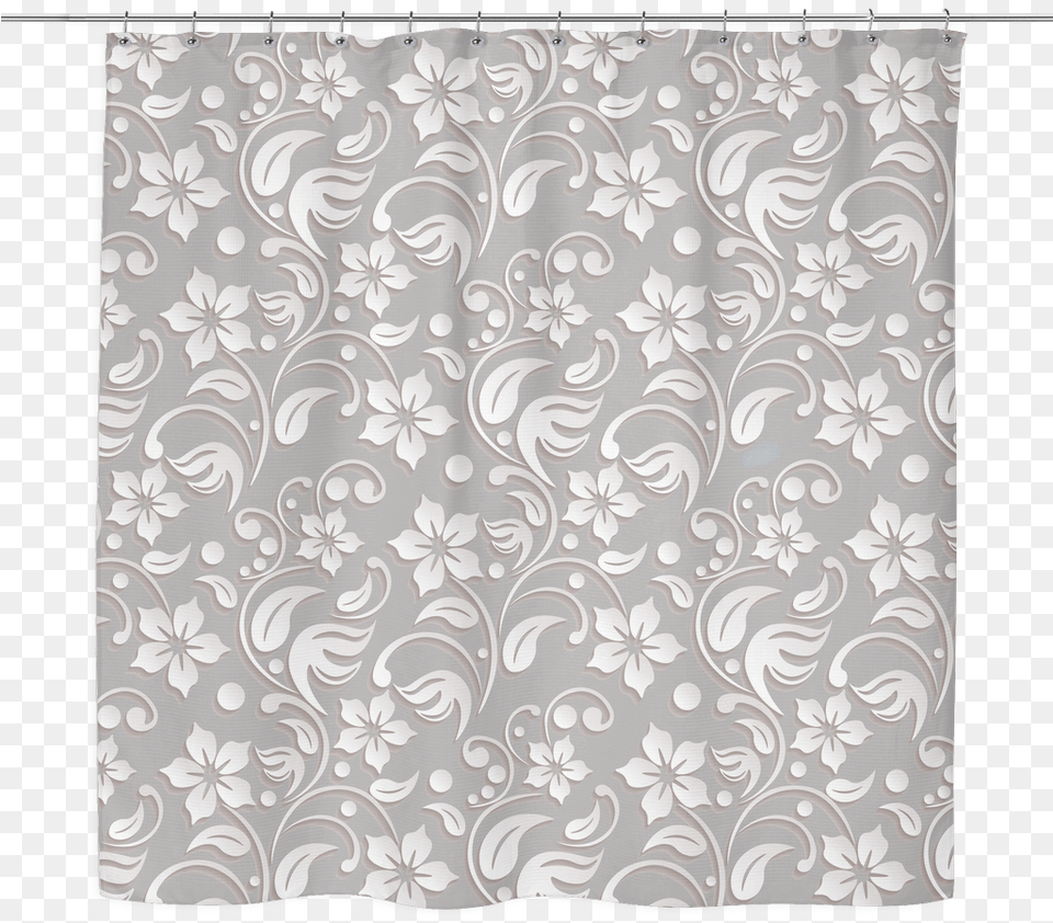 White Embossed Floral Print Shower Curtain 70 X 70 Wallpaper, Home Decor, Blackboard Png Image
