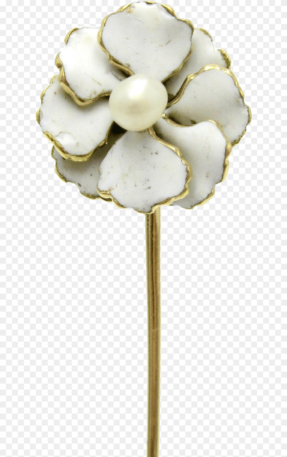 White Enamel Amp Pearl 14k Gold Art Nouveau Flower Stick, Accessories, Jewelry, Brooch, Pin Free Transparent Png