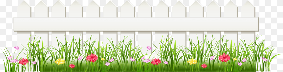 White Fence With Grass Clipart, Picket, Nature, Outdoors, Yard Free Png