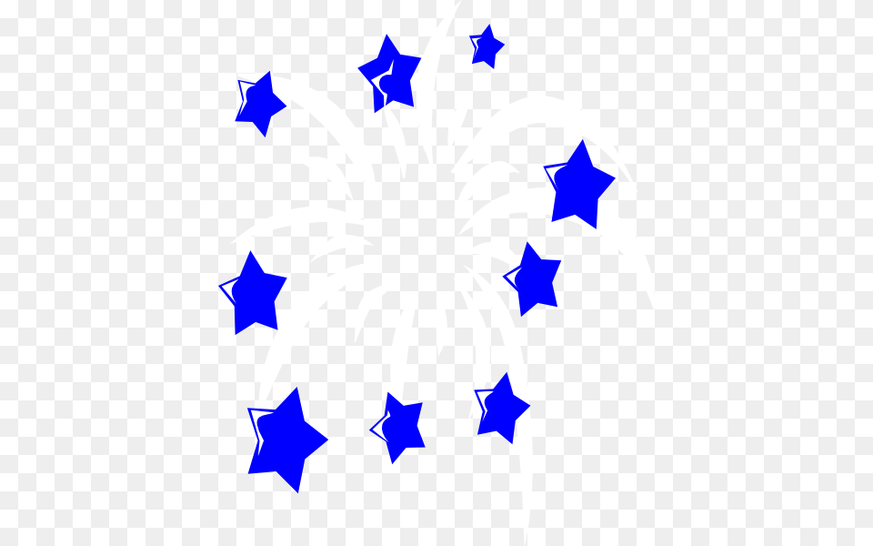 White Fireworks With Blue Stars Clip Art, Star Symbol, Symbol Free Transparent Png