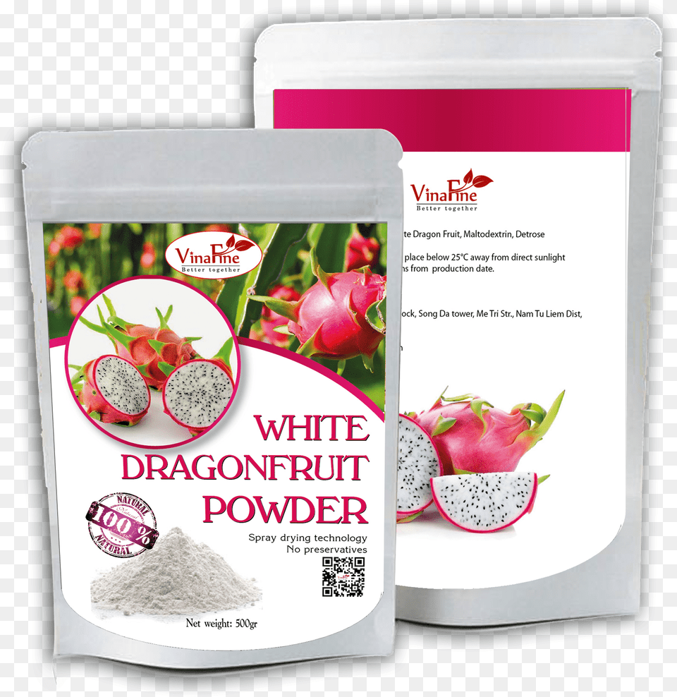 White Flesh Dragon Fruit Powder U2013 Vinafine Jsc Strawberry, Plant, Herbal, Herbs, Qr Code Free Transparent Png