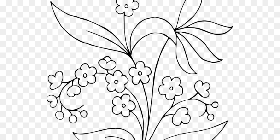 White Flower Clipart Flower Design Black And White Clip Art Flowers, Gray Png