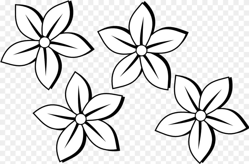 White Flower Clipart Flowers Drawing Black And White, Stencil, Pattern, Art, Floral Design Free Png