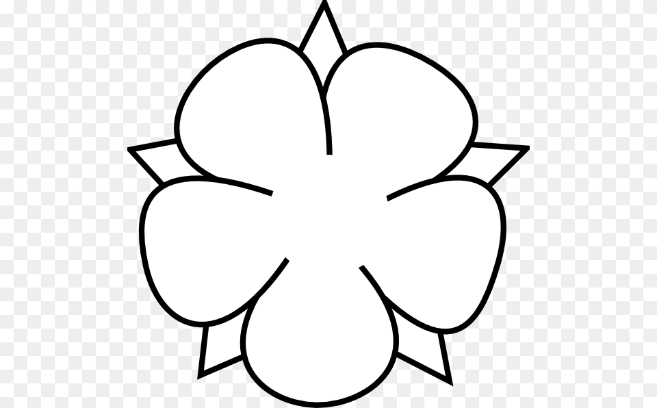 White Flower Outline Flower Clipart Black And White Outline, Stencil, Symbol Png