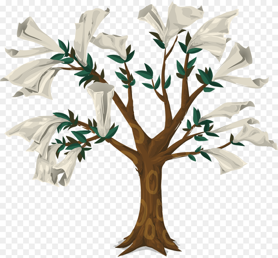 White Flower Tree Clipart, Plant, Art, Painting, Herbal Free Png Download