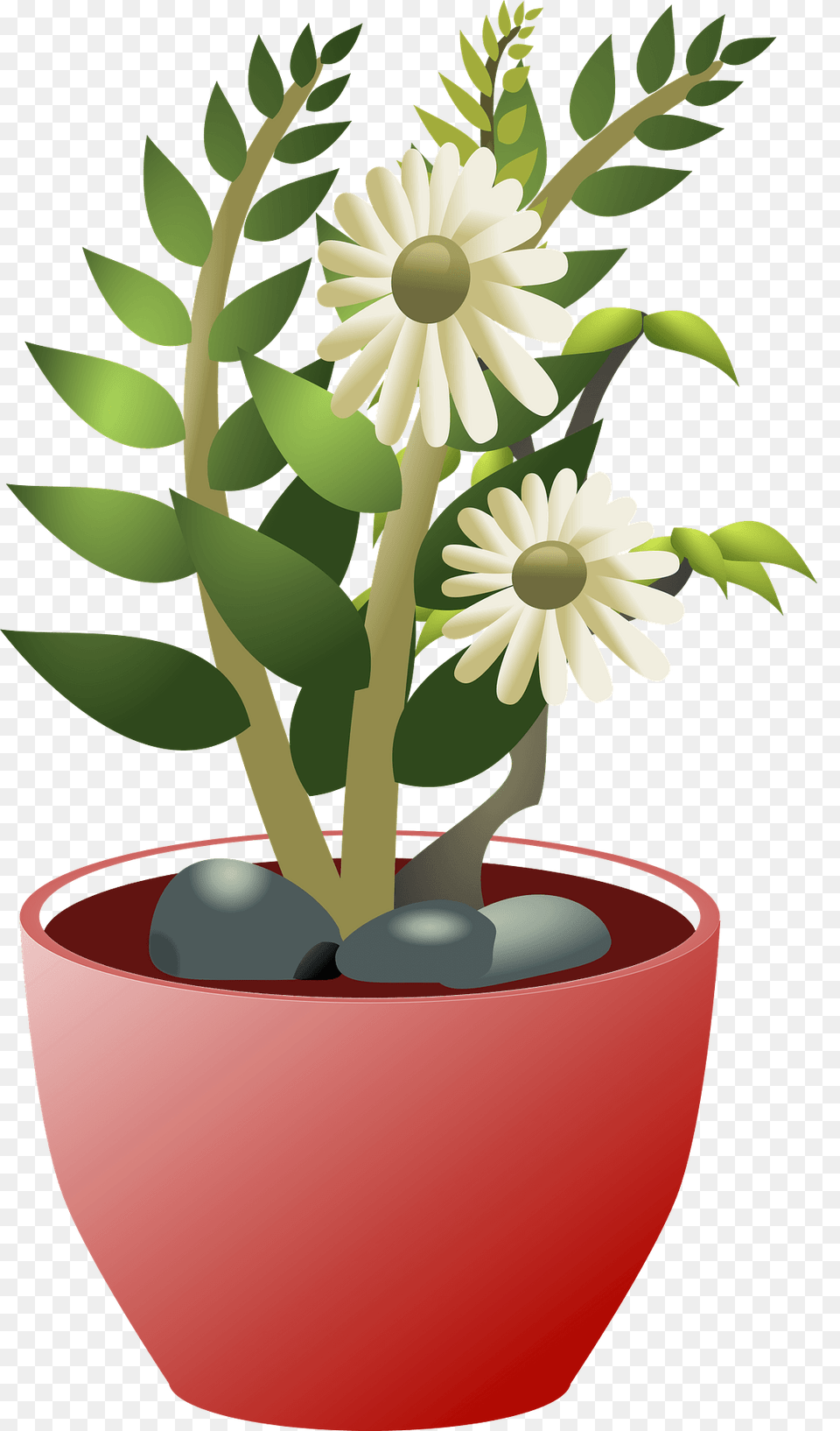 White Flowers In A Brown Pot Clipart, Plant, Daisy, Flower, Potted Plant Free Png