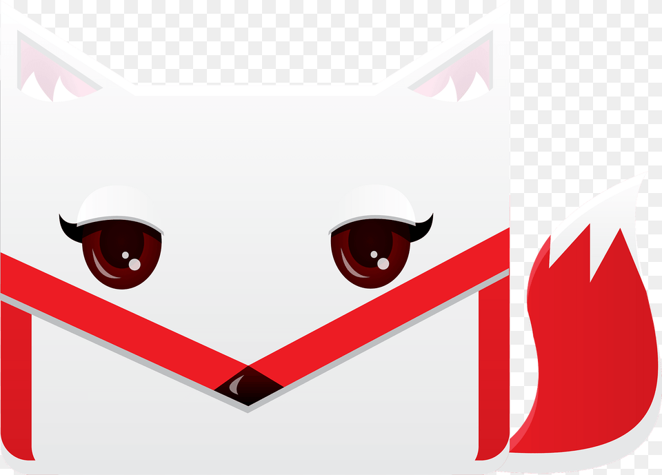White Fox With Red Trim And Tail Clipart, Envelope, Mail Png Image