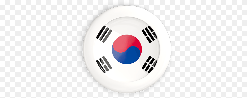 White Framed Round Button South Korea Flag Button, Food, Meal, Dish, Cutlery Free Png Download