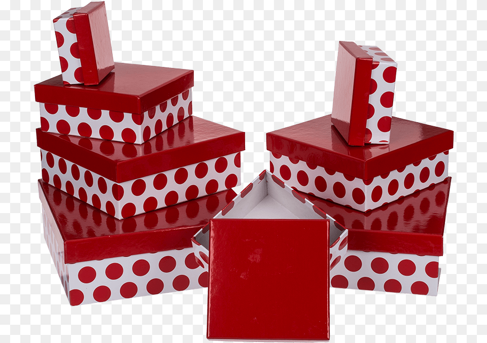 White Gift Box With Red Dots Geschenkbox Geschenkkarton Geschenkschachteln 8er Set Png Image