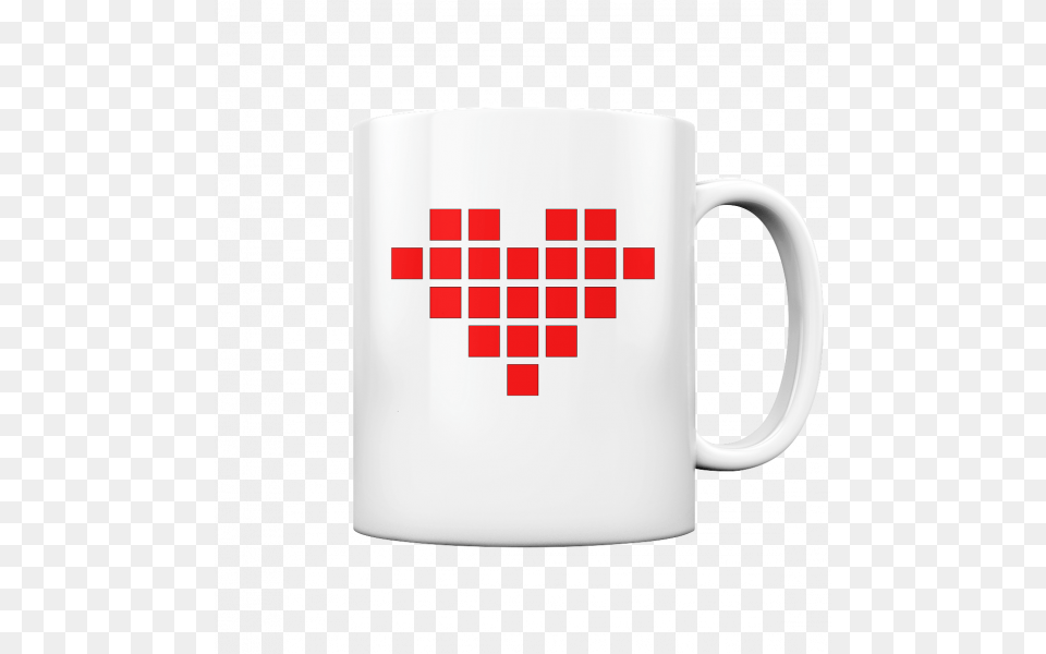 White Glossy Pixel Heart Vector, Cup, Beverage, Coffee, Coffee Cup Png