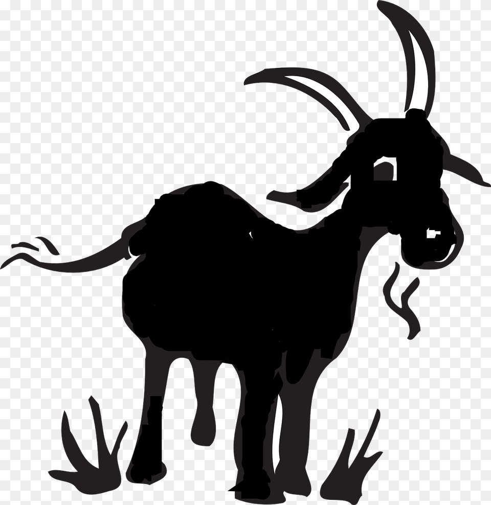 White Goat And Black Goat Cartoon, Livestock, Animal, Mammal, Person Png Image