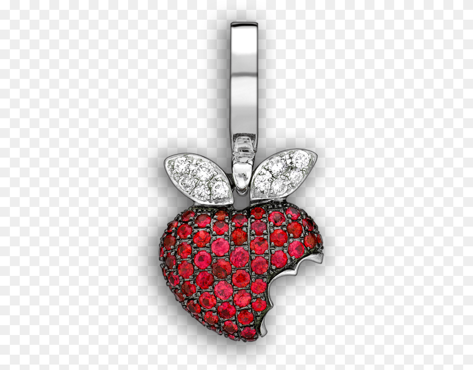 White Gold Amp Ruby Baby Bitten Apple Art Charm Locket, Accessories, Diamond, Gemstone, Jewelry Free Png Download