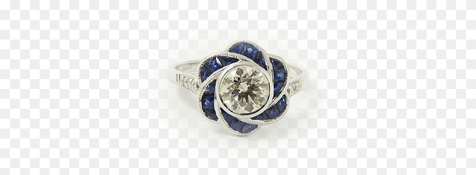 White Gold Art Deco Diamond And Sapphire Ring Product, Accessories, Gemstone, Jewelry, Locket Free Transparent Png