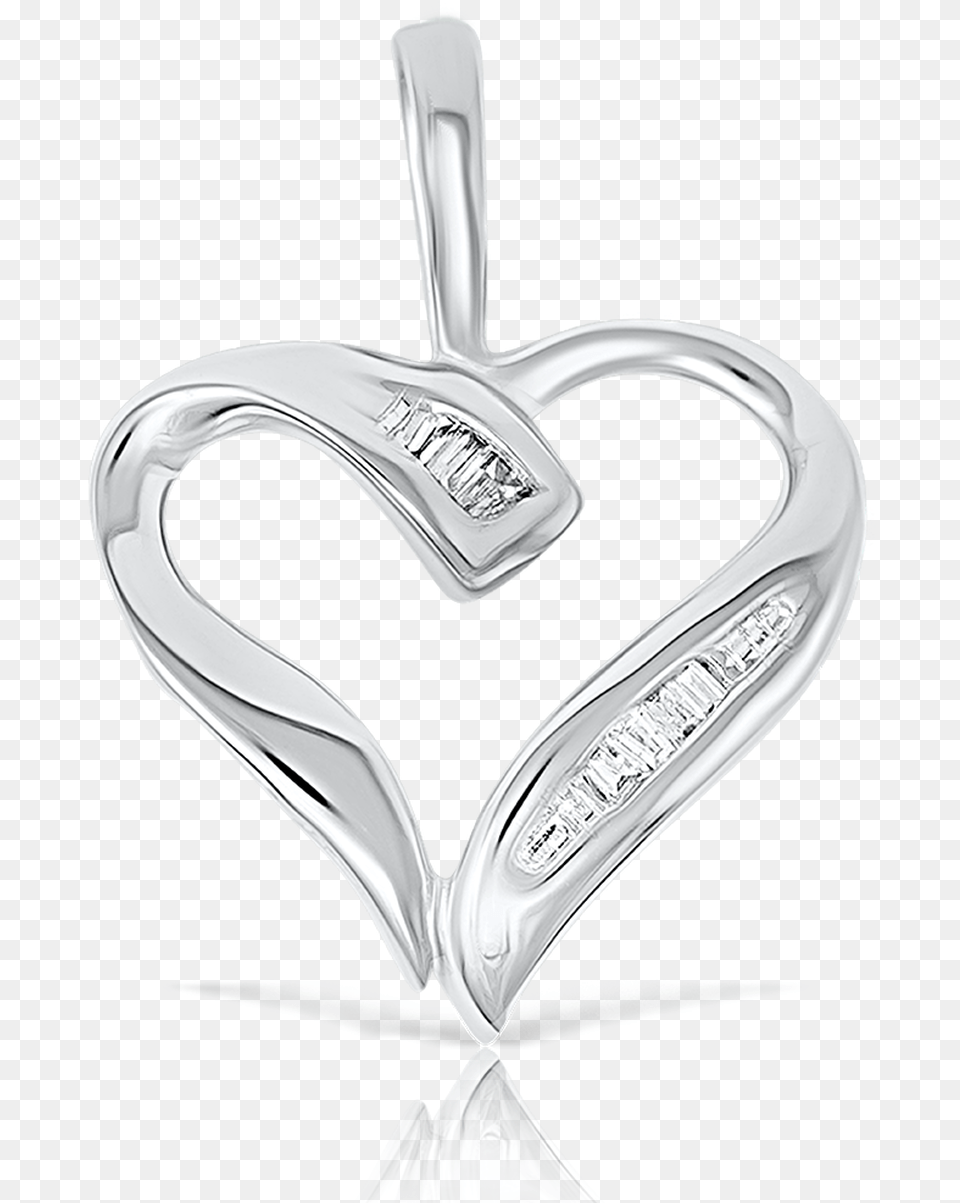 White Gold Baguette Heart Pendant Locket, Accessories, Platinum Free Transparent Png