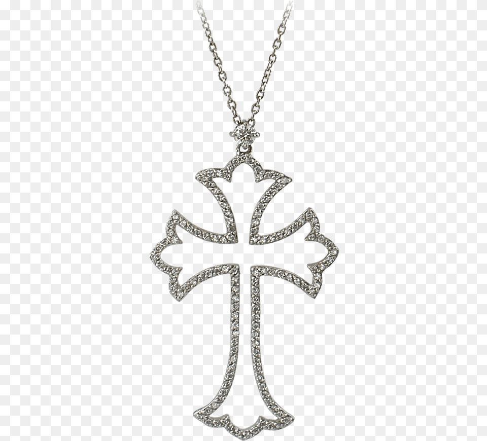 White Gold Cross With Diamonds Rocket, Accessories, Symbol, Jewelry, Necklace Png Image
