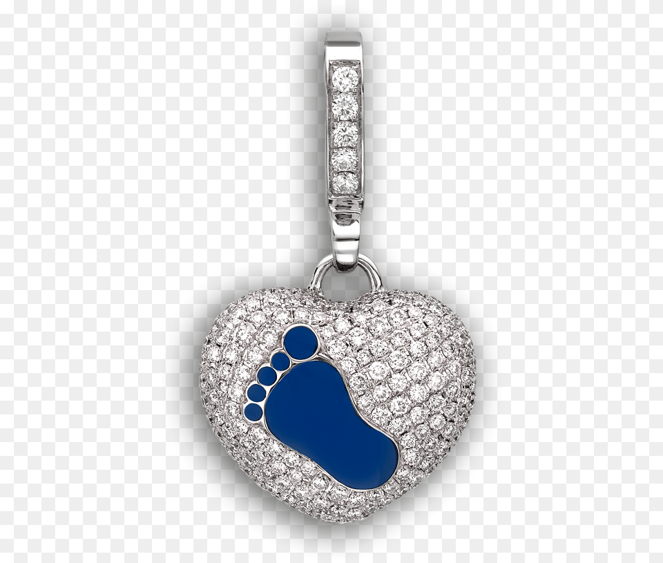 White Gold Diamond Amp Blue Enamel Small Baby Foot Art Locket, Accessories, Gemstone, Jewelry, Chandelier Free Png Download