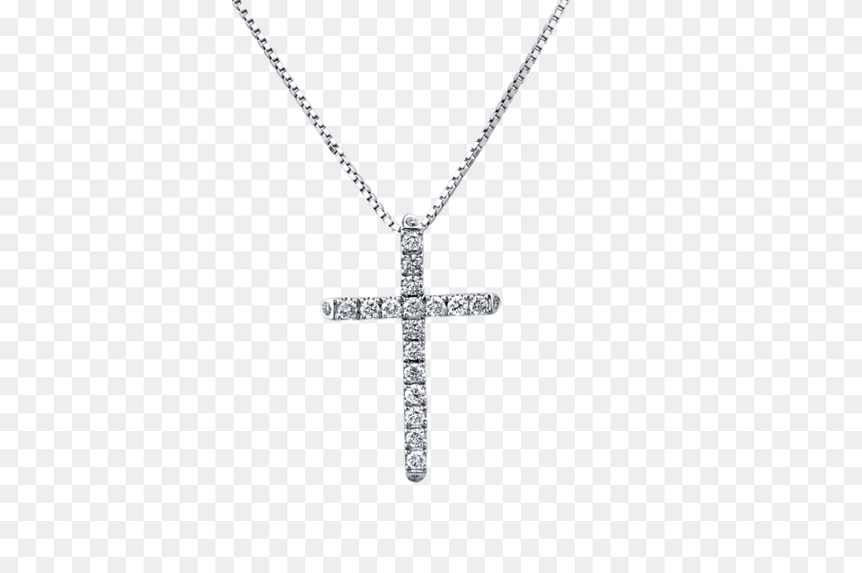 White Gold Diamond Cross Necklace, Accessories, Jewelry, Symbol, Gemstone Free Png