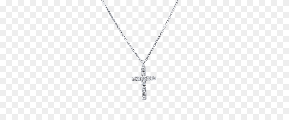 White Gold Diamond Cross Necklace, Accessories, Jewelry, Symbol, Gemstone Png Image