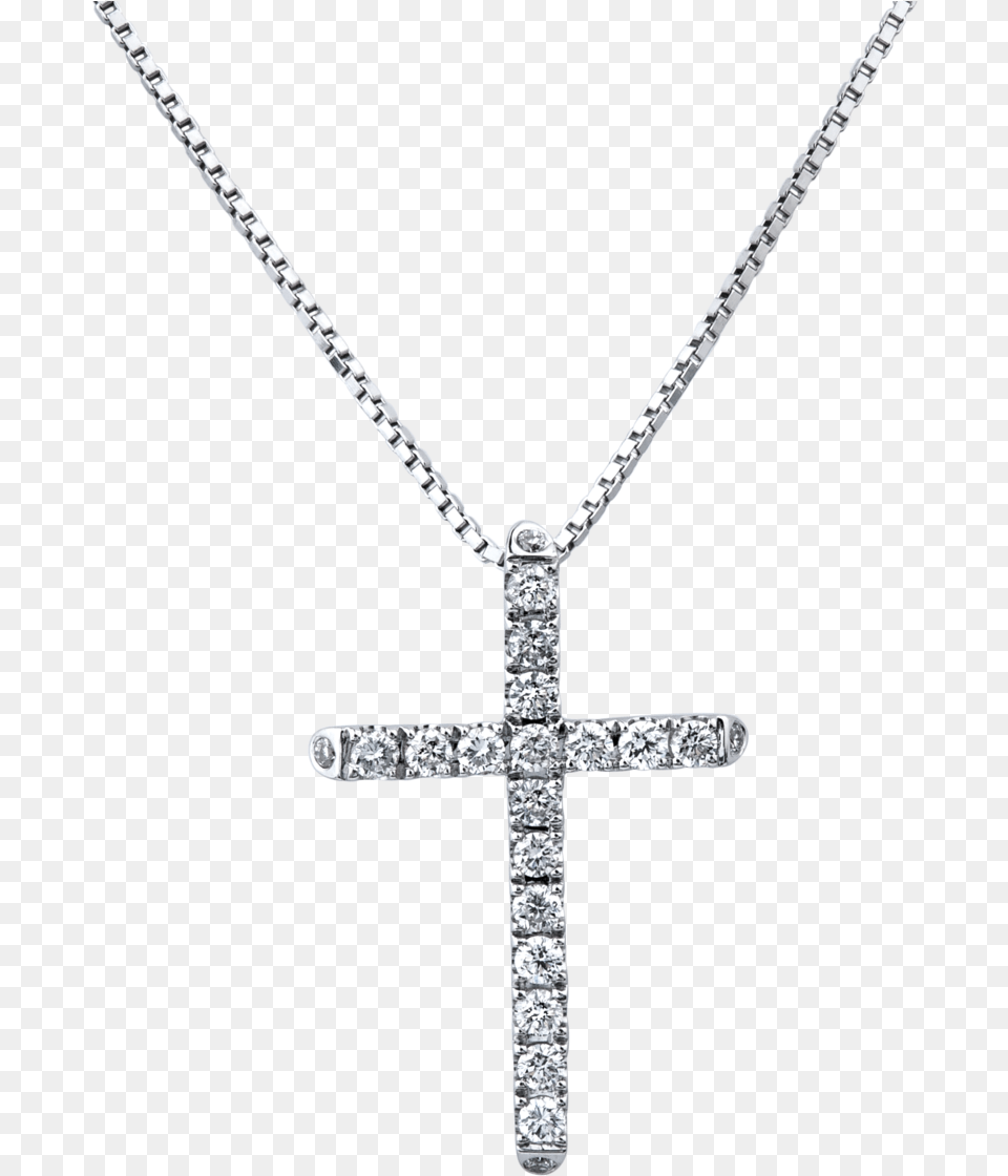 White Gold Diamond Cross Necklace Cross Necklace, Accessories, Gemstone, Jewelry, Symbol Png