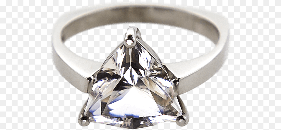 White Gold Fantasy White Quartz Trillion Solitaire Engagement Ring, Accessories, Diamond, Gemstone, Jewelry Free Png Download
