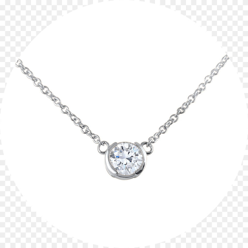 White Gold Forever One Moissanite Round Bezel Necklace, Accessories, Diamond, Gemstone, Jewelry Free Png Download