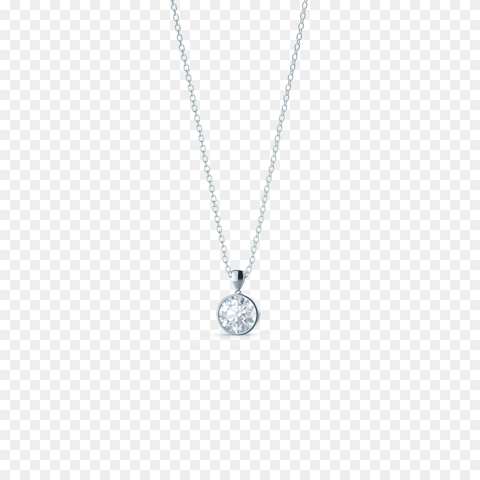White Gold Lab Diamond Bezel Set Necklace Necklace, Accessories, Gemstone, Jewelry, Pendant Free Png Download