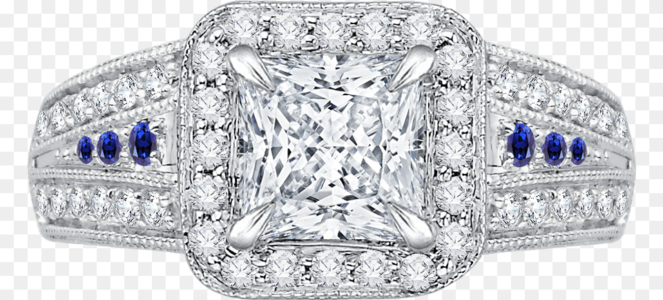 White Gold Princess Diamond And Sapphire Halo Engagement Ht2614pr9 Platinum Tacori Royalt Engagement Ring, Accessories, Gemstone, Jewelry Free Png Download