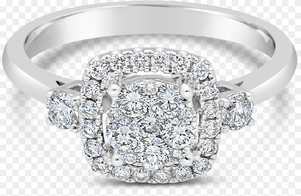 White Gold Square Shape 063ct Diamond Cluster Ring Engagement Ring, Accessories, Jewelry, Gemstone, Silver Free Png Download