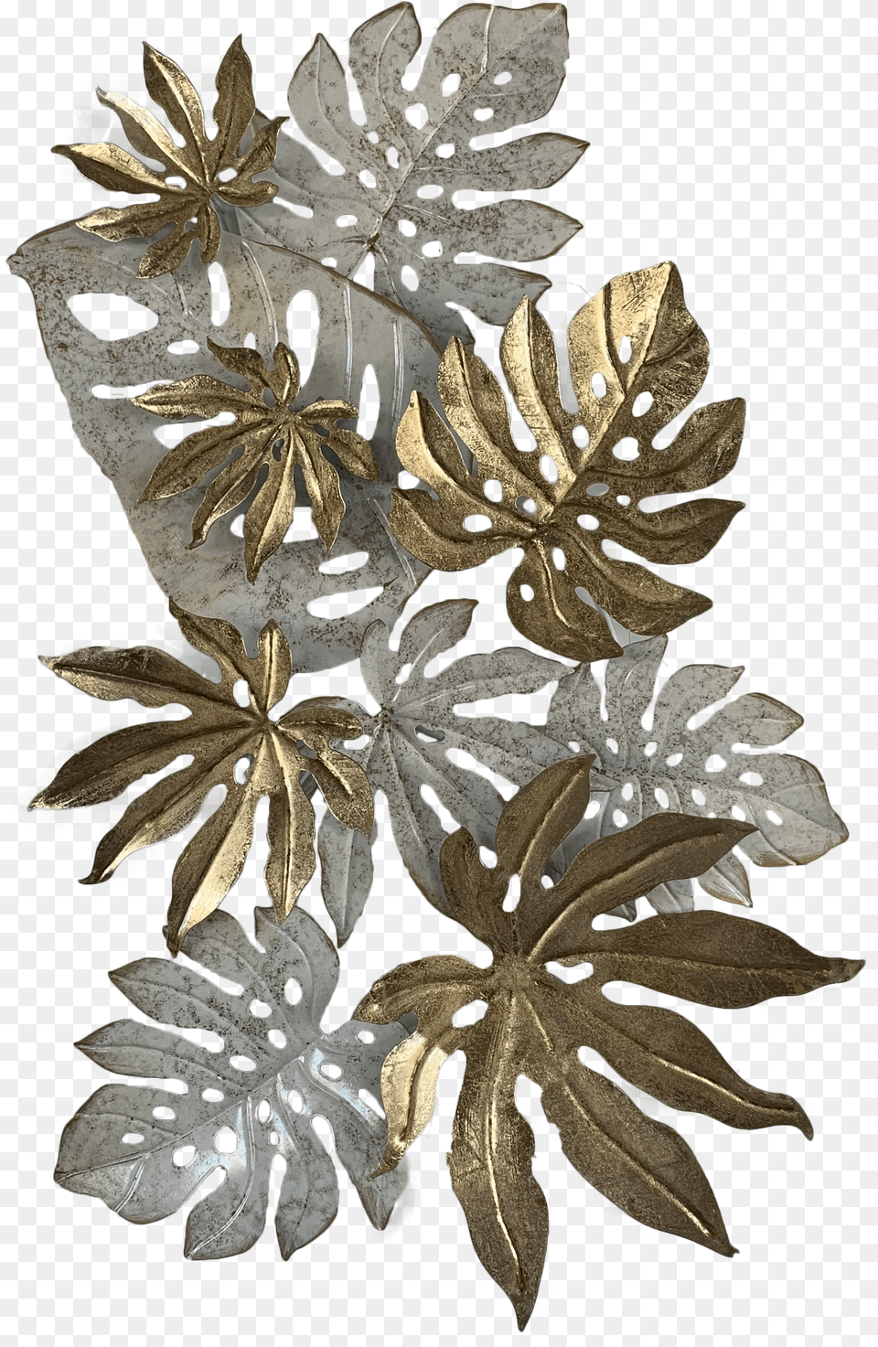 White Gold Tropical Leaf Wall Art Home Decorart Floral Design Free Png Download