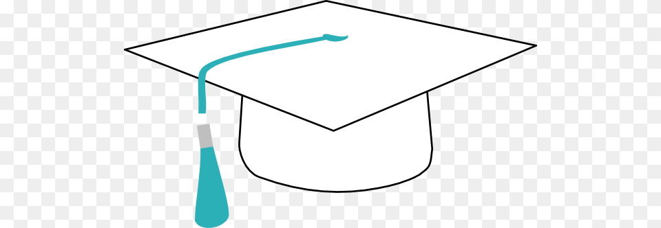 White Graduation Cap With Teal Ribbon Clip Art, People, Person Free Png