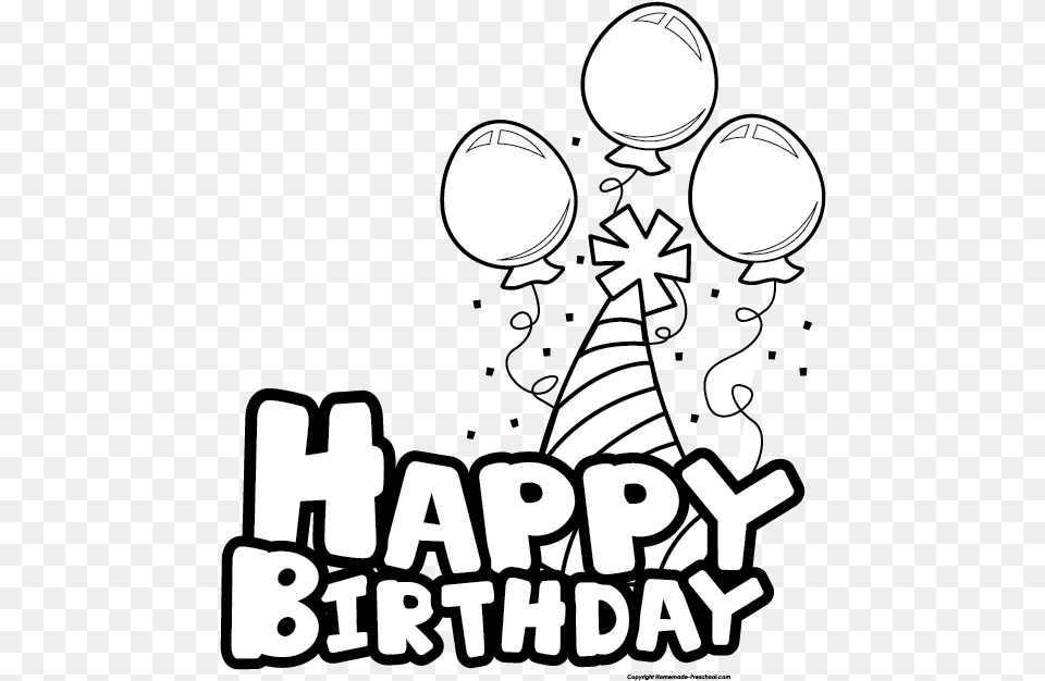 White Happy Birthday Clipart Black Birthday Clip Art Free Black And White, People, Person, Stencil, Juggling Png