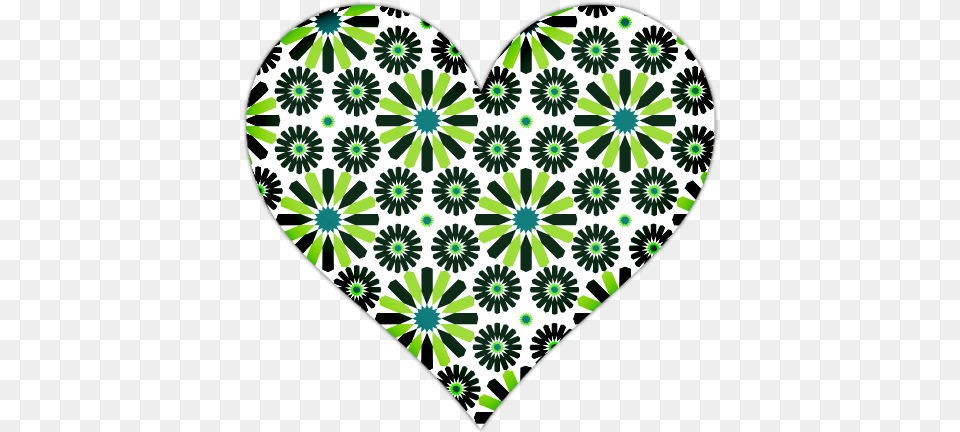 White Heart With Green Flowers Icon Clipart Image Icon, Pattern Png