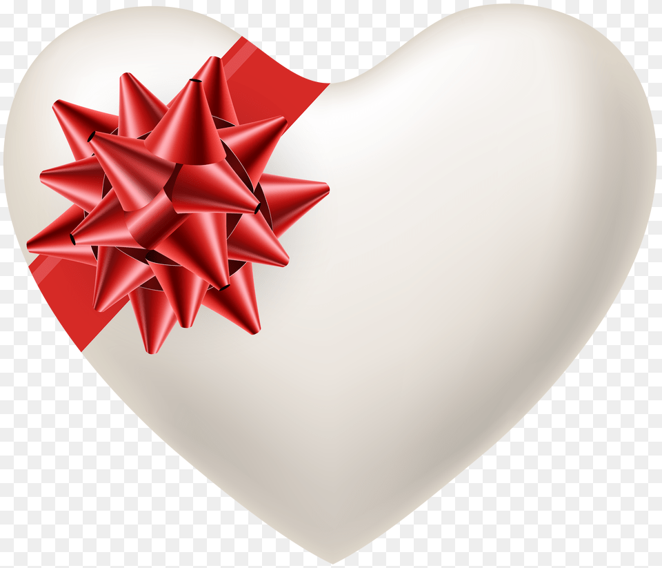 White Heart With Red Bow Transparent Gallery Free Png Download