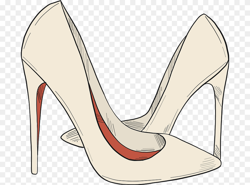 White High Heels Clipart Basic Pump, Clothing, Shoe, Footwear, High Heel Png Image