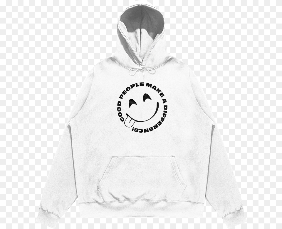 White Hoodie Logo Good People Make A Difference, Clothing, Hood, Knitwear, Sweater Free Transparent Png