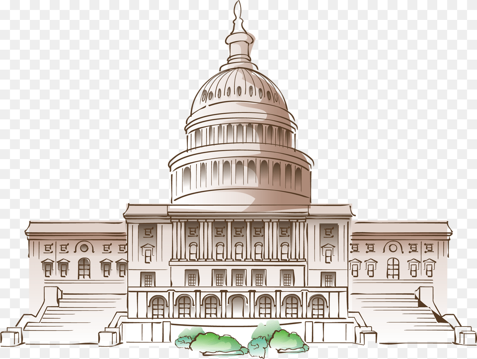 White House Cartoon Mural Cartoon White House Vector, Architecture, Building, Art, Parliament Free Png Download