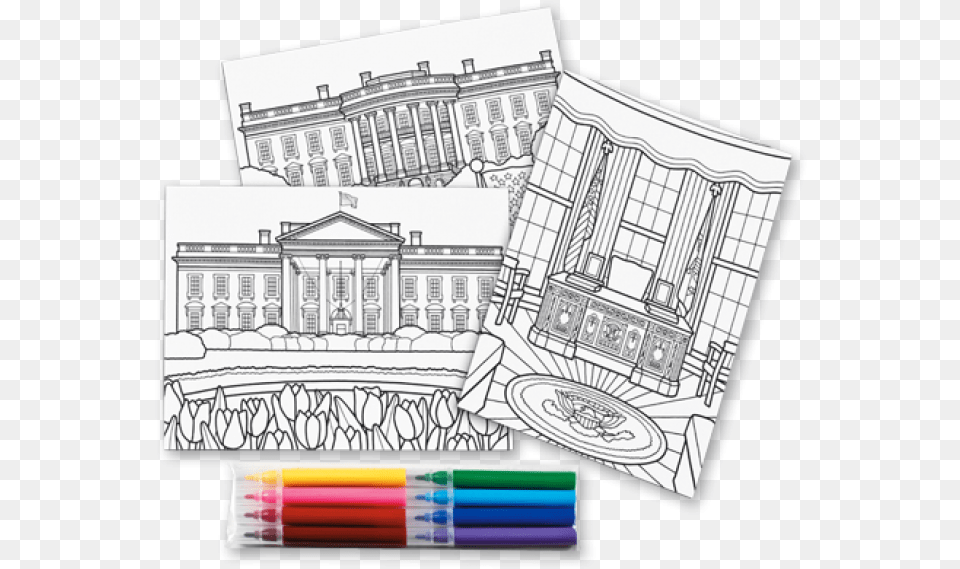 White House Postcards To Color Postcards To Color, Architecture, Building, Art, Drawing Png Image