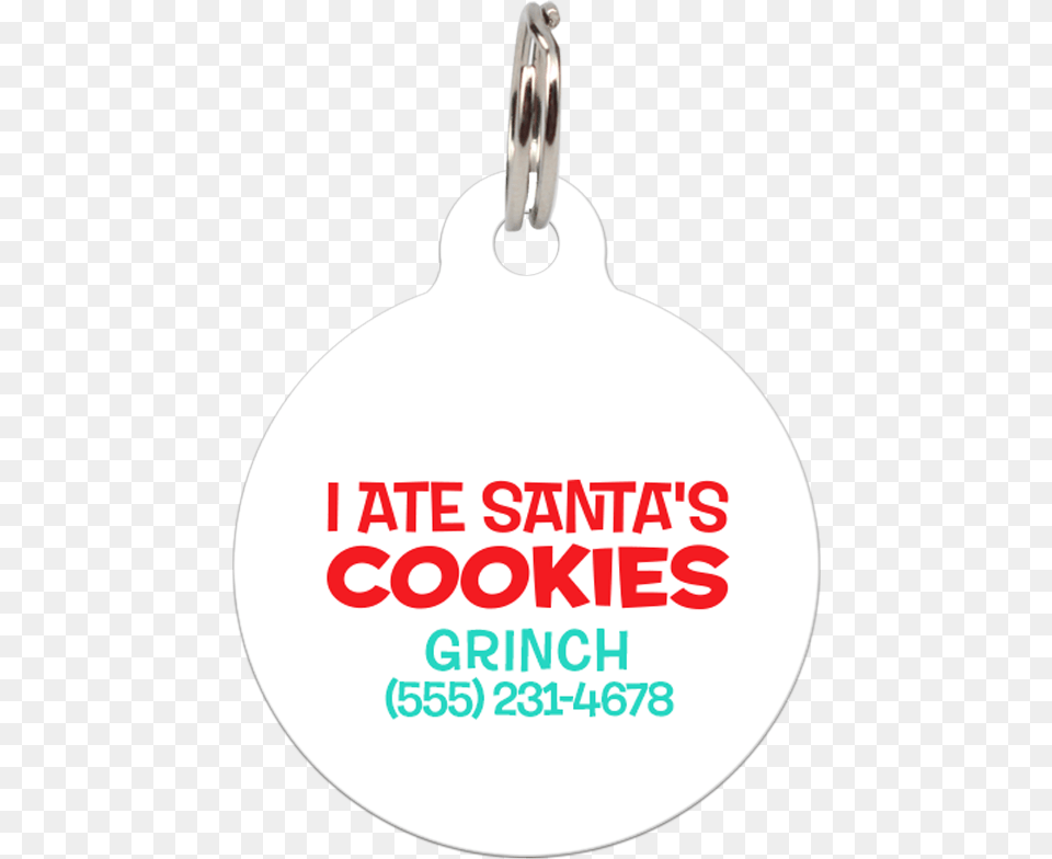 White I Ate Santa S Cookies Funny Dog Id Tag For Pets Locket, Accessories, Earring, Jewelry Free Png Download