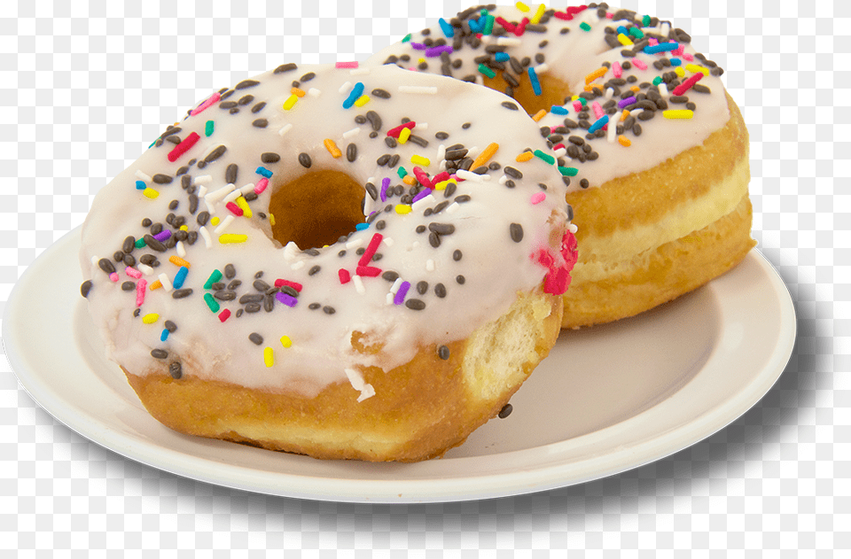 White Iced Sprinkle Shipleys Donuts Sprinkles, Food, Sweets, Cream, Dessert Free Png