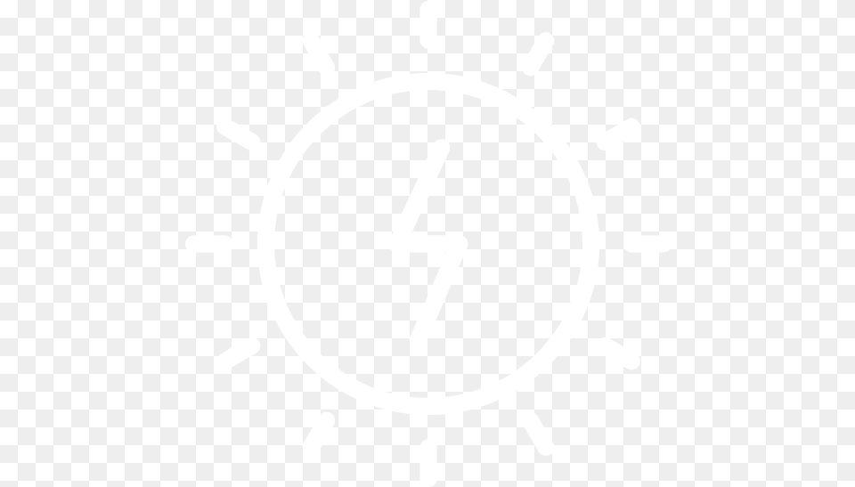 White Icon Of A Sun With An Energy Bolt In The Middle White Cinematic Bars, Number, Symbol, Text, Analog Clock Free Png