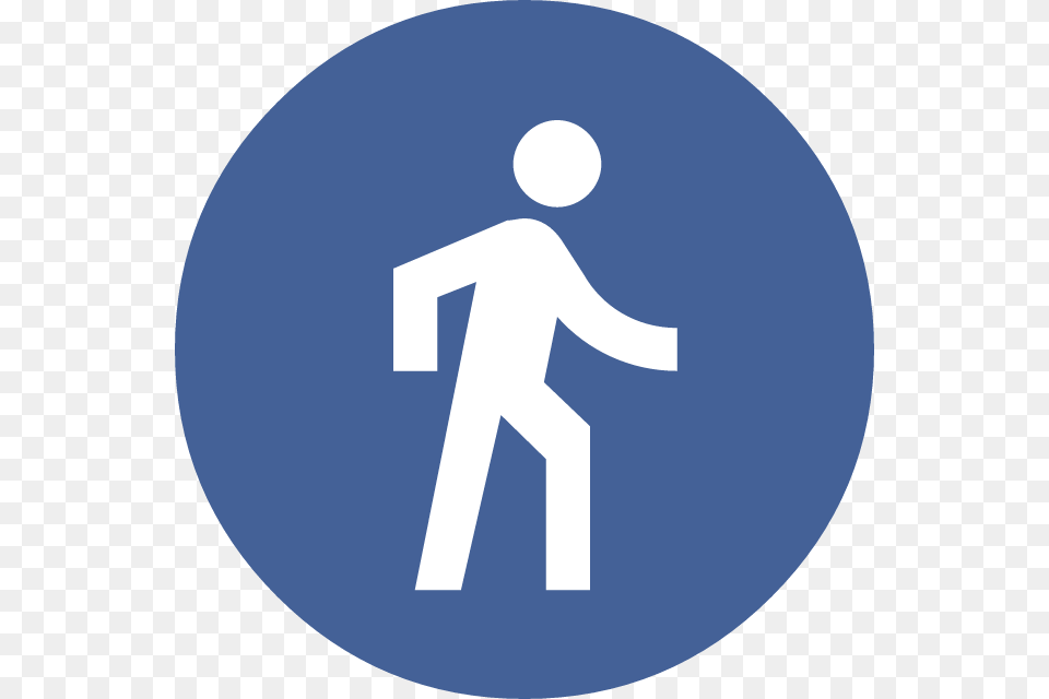 White Icon Of Person Walking Facebook Icon, Sign, Symbol, Pedestrian, Disk Free Png Download