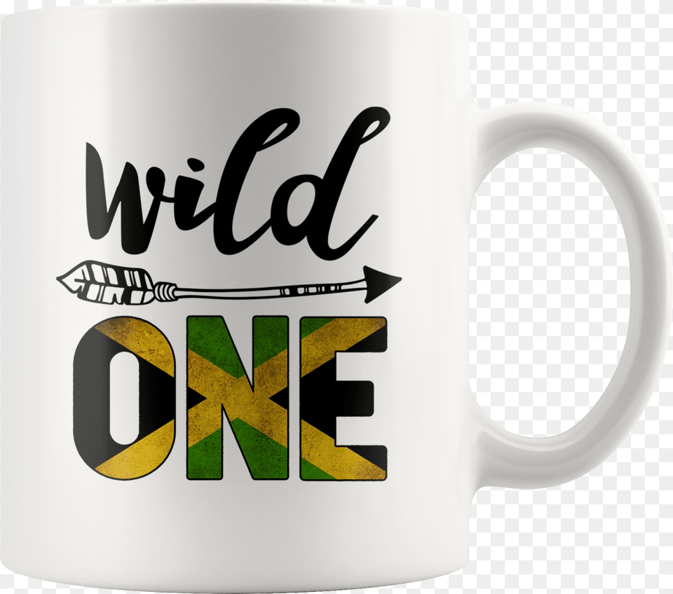 White Jamaica Wild One Birthday Outfit 1 Jamaican Flag Mug, Cup, Beverage, Coffee, Coffee Cup Png Image
