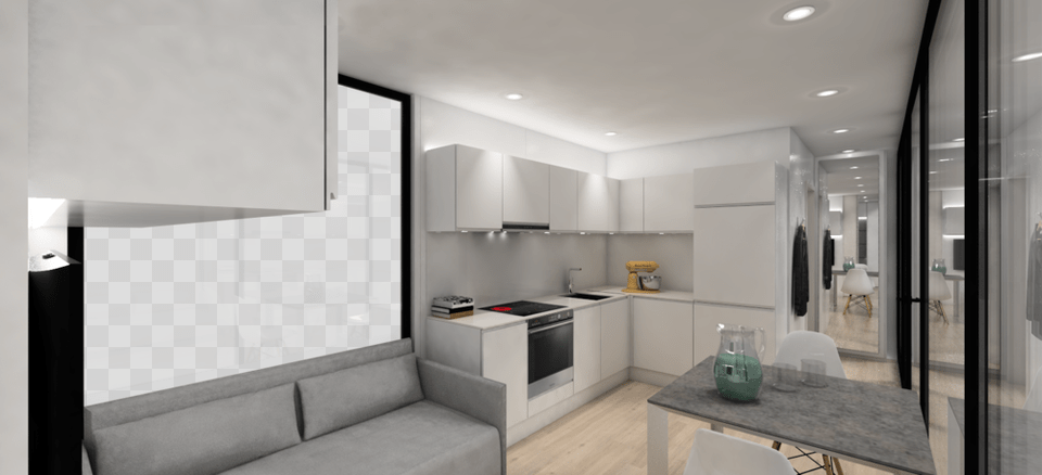 White Kitchen, Indoors, Interior Design, Chair, Furniture Png