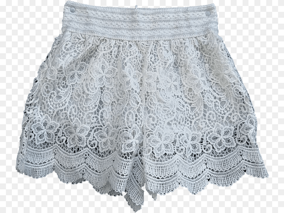 White Lace Shorts Blonde Lace, Clothing, Skirt, Chandelier, Lamp Png