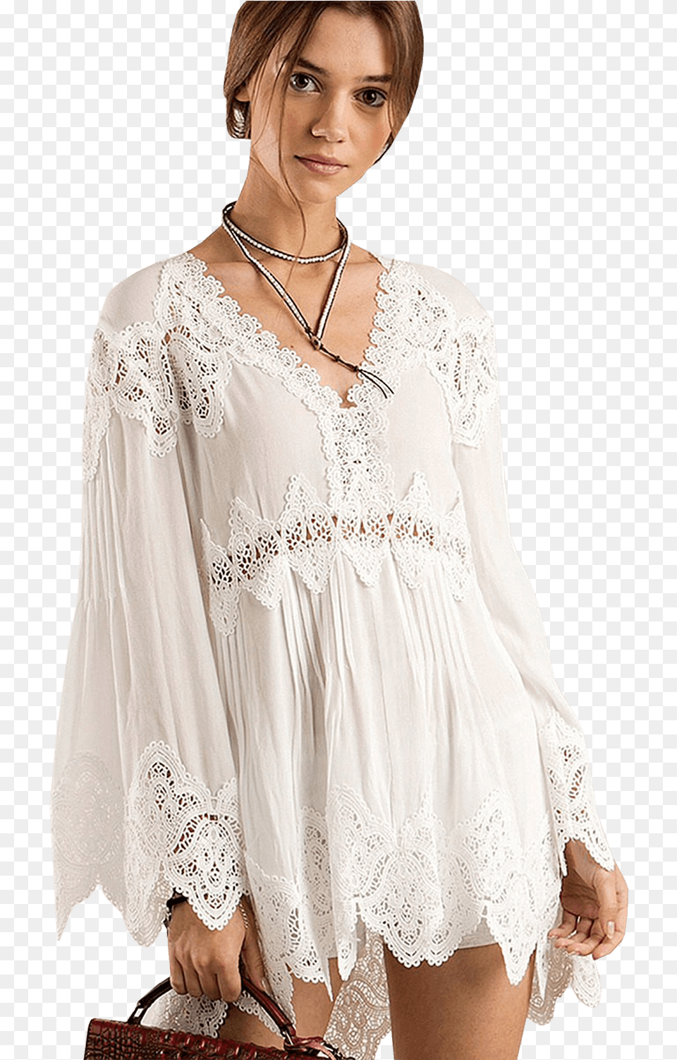 White Lace Tunic, Woman, Person, Female, Fashion Free Transparent Png